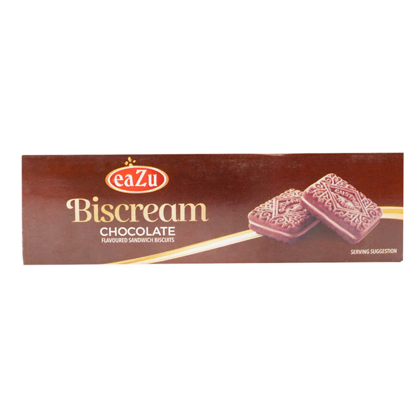 0735745839058_1_fa0f32de-fe2f-4602-b9b0-8485d78cbe59 EAZU BISCREAM SANDWICH BISCUIT CHOCOLATE 90 GM - Image 1