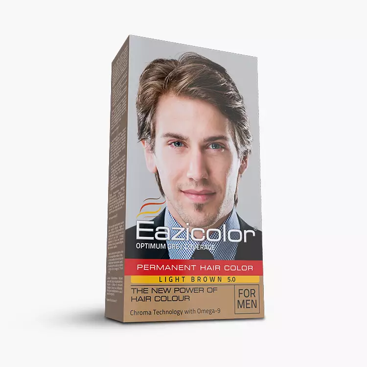 13_1 EAZICOLOR PREMIUM HAIR COLOR LIGHT BROWN 5.0 35ML FOR MEN - Image 1