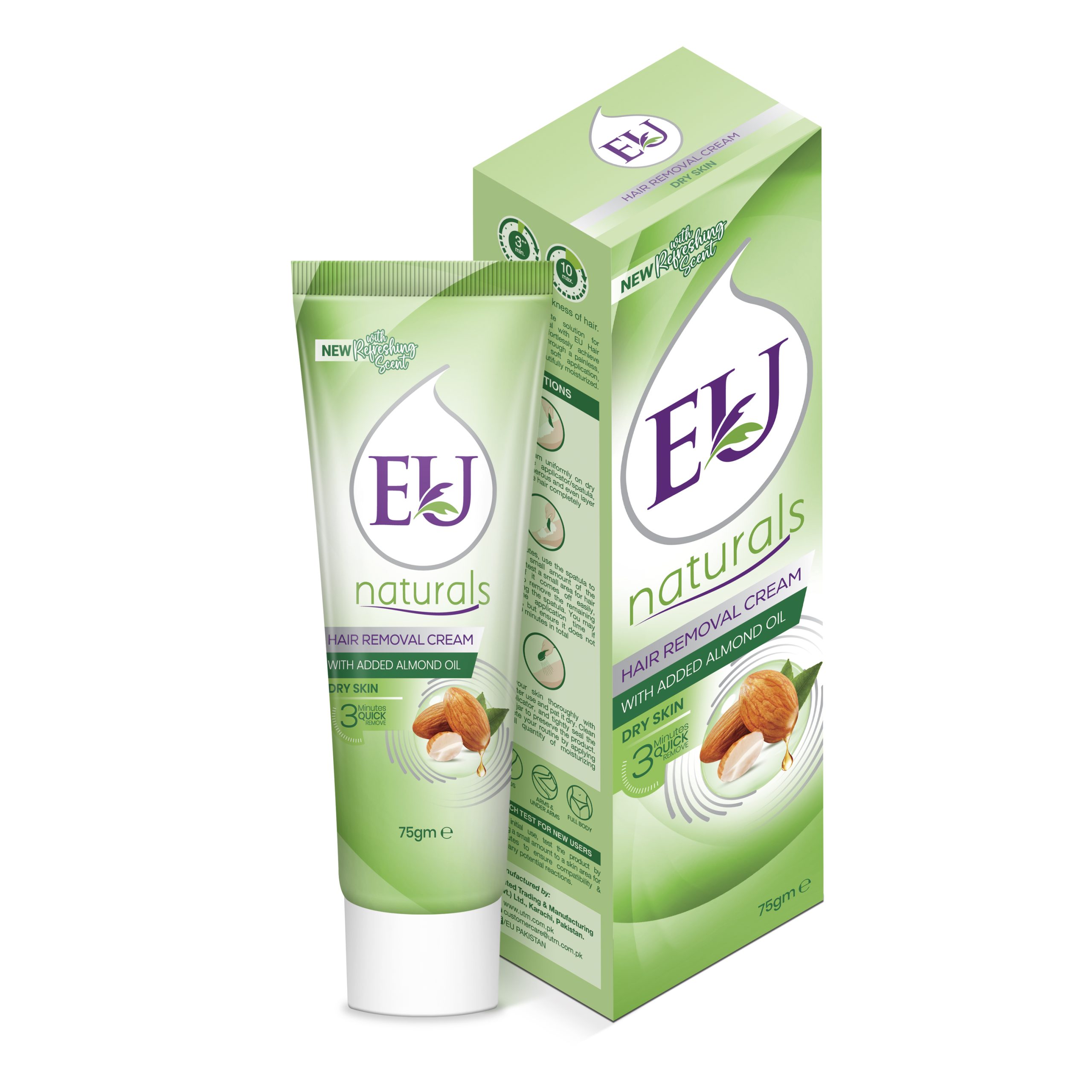 4b188051344303185c0ebd92ed64b15b EU HAIR REMOVAL CREAM FOR DRY SKIN WITH ALMOND OIL 75 GM - Image 1