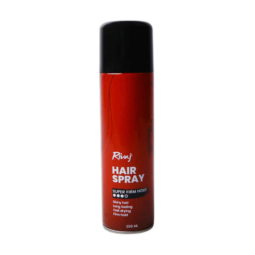 5056446709934_64924e59-0ab6-4b84-a745-de8c354edced RIVAJ SUPER FIRM HOLD HAIR SPRAY 200 ML - Image 1