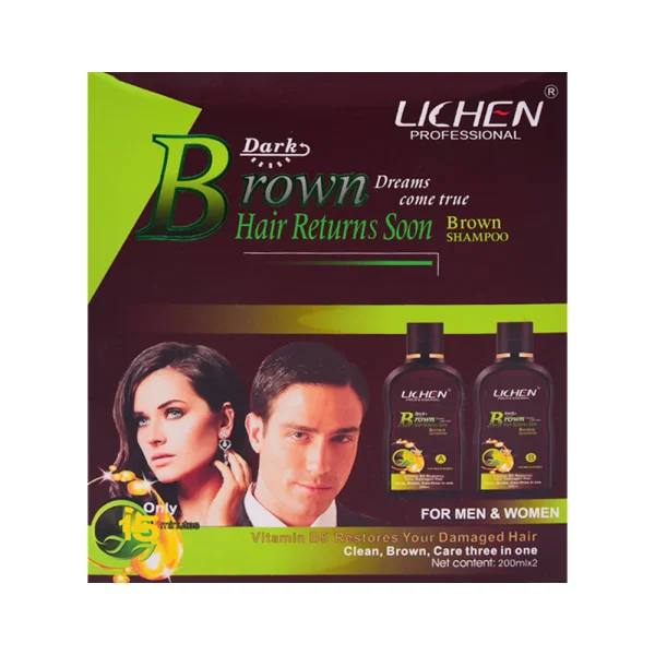 LICHEN COLOR DARK BROWN HAIR SHAMPOO 200ML+200ML