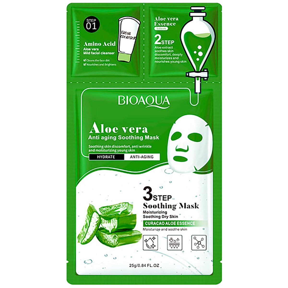 BIOAQUA ALOE VERA ANTI AGING SOOTHING FACIAL MASK - Image 1