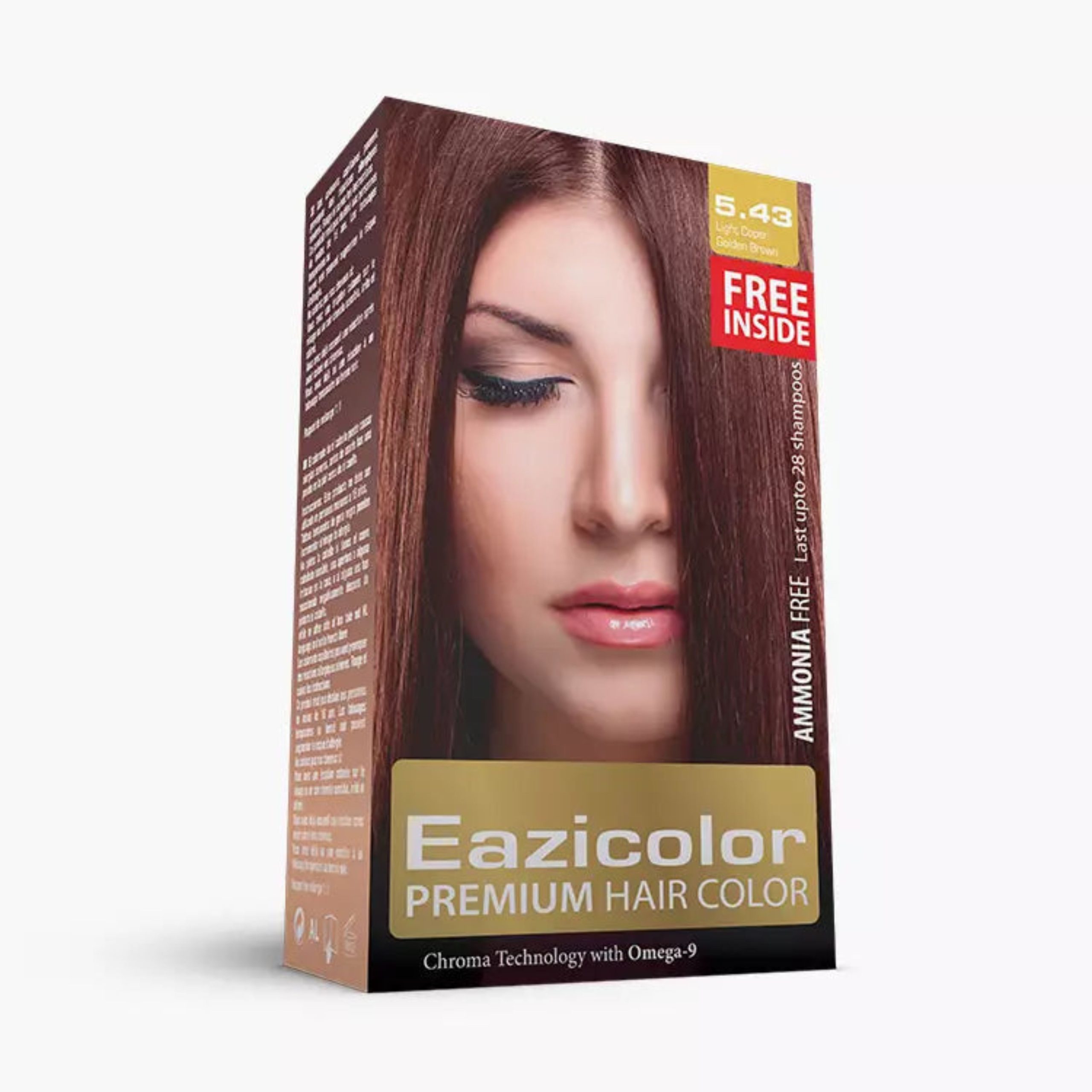 xr:d:DAFrvQDBml4:203,j:3745147150528858121,t:23092521 EAZICOLOR PREMIUM HAIR COLOR LIGHT COPPER GOLDEN BROWN 5.43 60ML - Image 1