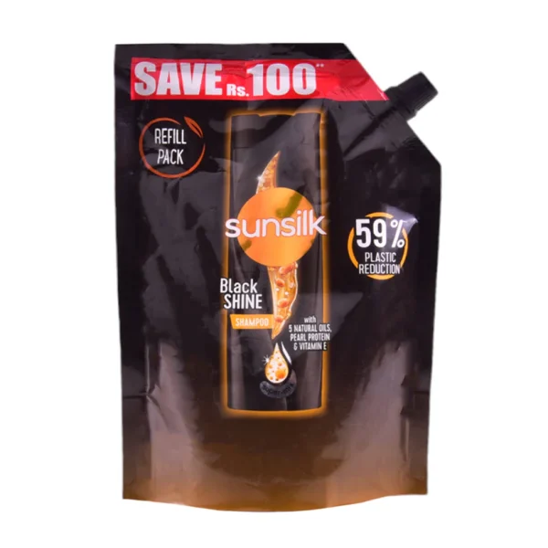 SUNSILK SHAMPOO BLACK SHINE POUCH 360 ML
