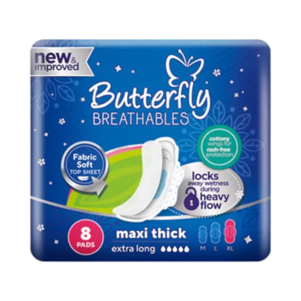 BUTTERFLY SANITARY NAPKINS MAXI THICK EXTRA LARGE 8 PCS