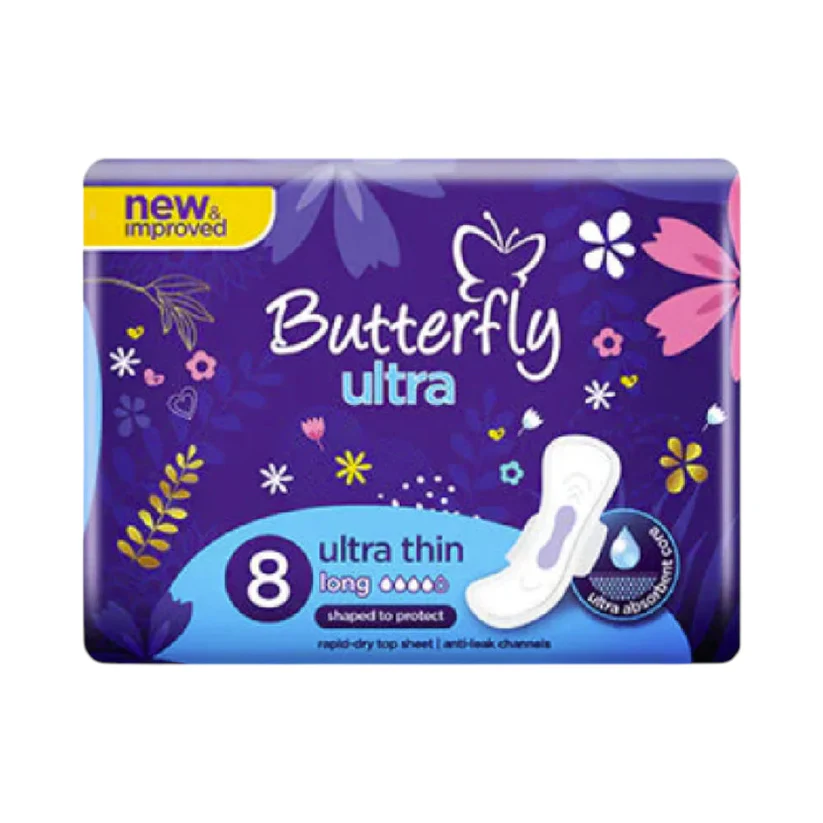 AFP-000166225_e9ce861b-69aa-426e-97b8-385aca28654f BUTTERFLY SANITARY NAPKINS ULTRA THIN LONG 8 PCS - Image 1