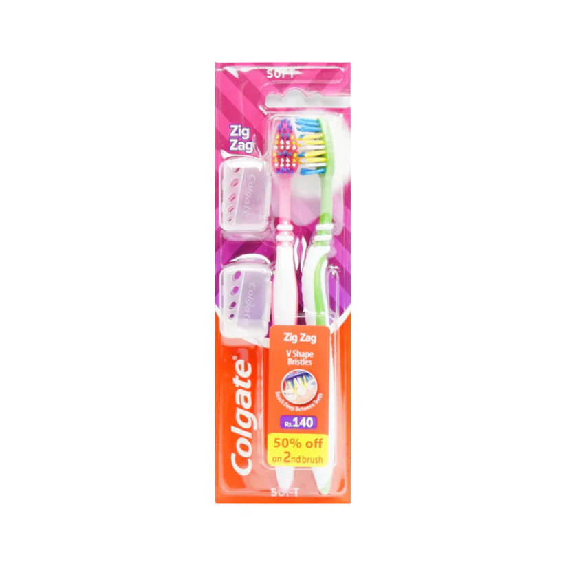 AFP-000290038_26bd8c0d-4e30-4079-8d95-96e5666b8ba8 COLGATE TOOTH BRUSH ZIGZAG TWIN PACK SOFT - Image 1
