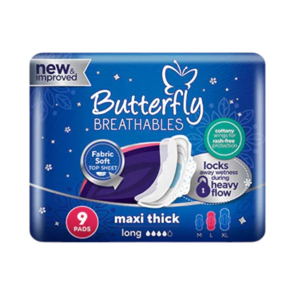BUTTERFLY SANITARY NAPKINS MAXI THICK LONG 9PCS