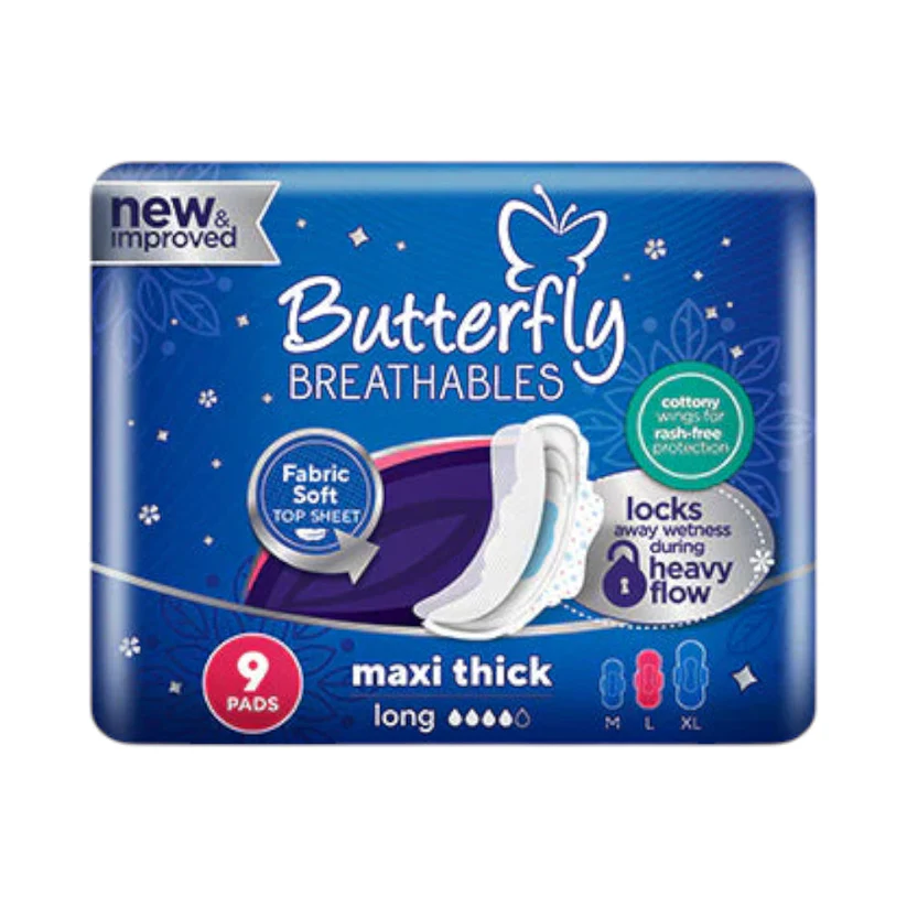 AFP-000343951_41d66122-62cf-4e42-b185-0b45d169811f BUTTERFLY SANITARY NAPKINS MAXI THICK LONG 9PCS - Image 1