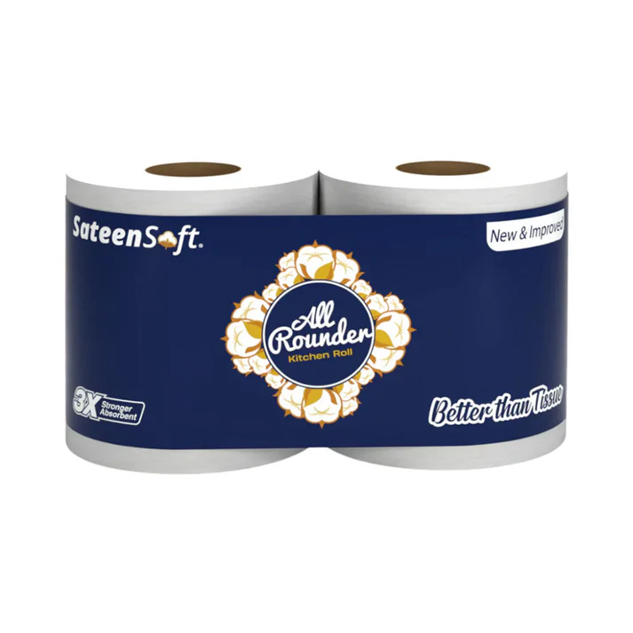 AFP-000377099_fc79661d-a04a-4bea-b48b-86e619d0f53e SATEENSOFT ALL ROUNDER KITCHEN SMALL ROLL TWIN PACK - Image 1