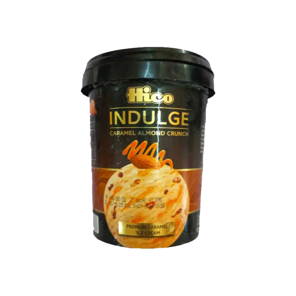 HICO INDULGE ICE CREAM CARAMEL ALMOND CRUNCH 500ML