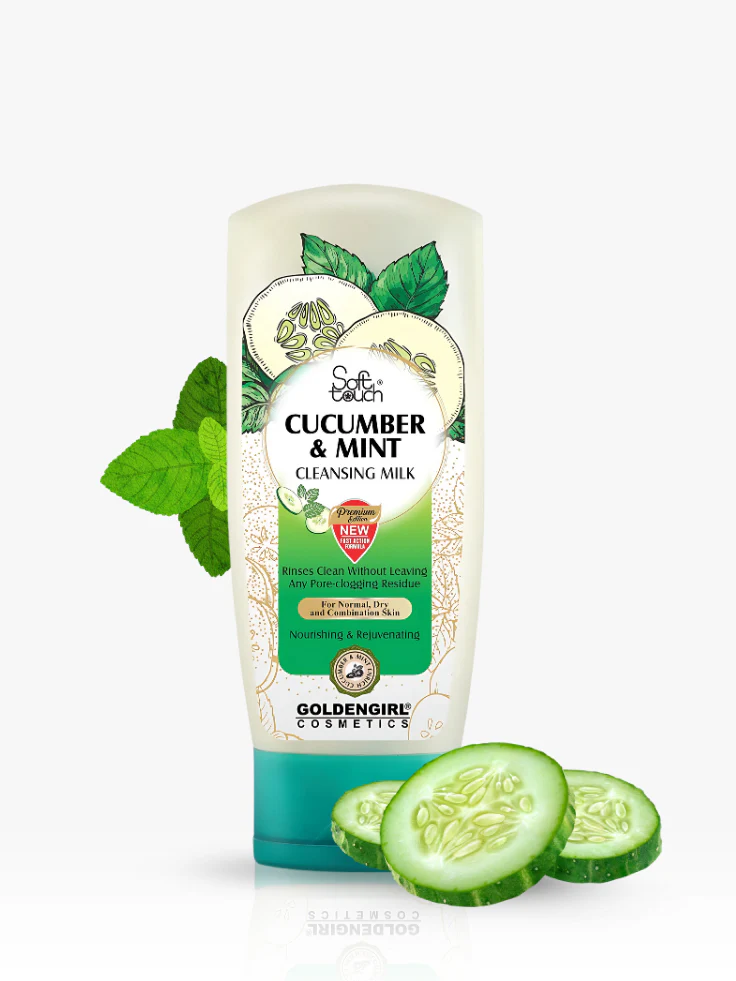 Cucumber_and_Mint_Cleansing_Milk_250ml. SOFT TOUCH CUCUMBER & MINT CLEANSING MILK 25OML - Image 1