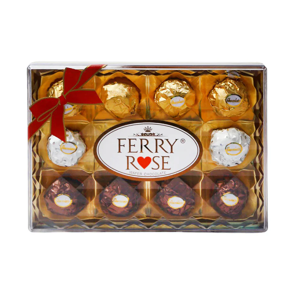 FerreroRocherChocolateMultiSquareT-12140g FERRY ROSE CHOCOLATE SQUARE BOX T-12 150 GM - Image 1