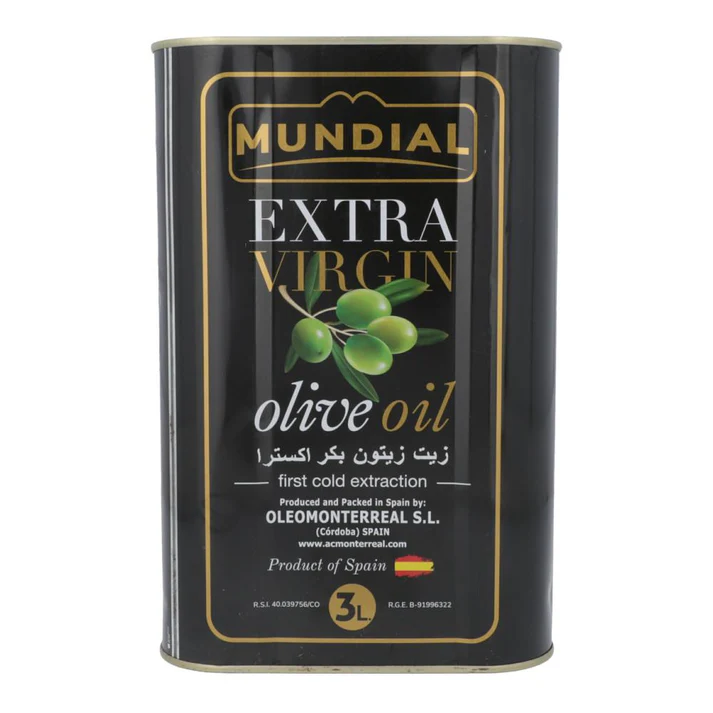 MUNDIAL OLIVE OIL EXTRA VIRGIN TIN 3 LTR MUNDIAL OLIVE OIL EXTRA VIRGIN TIN 3 LTR - Image 1