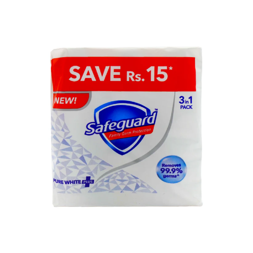 NewProject-2024-11-29T094636.279 (1) SAFEGUARD SOAP PURE WHITE LARGE SIZE 3X168 GM - Image 1