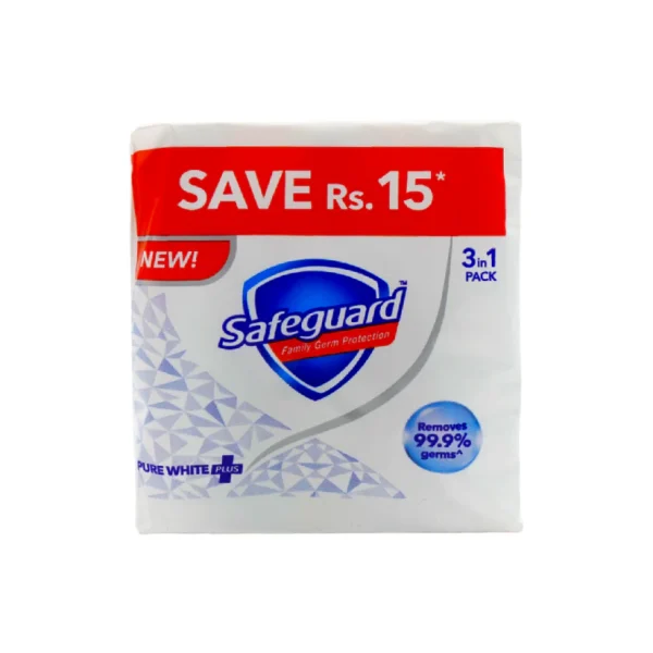 SAFEGUARD SOAP PURE WHITE JUMBO SIZE 3X125GM
