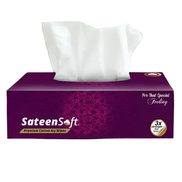 SATEENSOFT PURPLE JUMBO PACK PREMIUM COTTON DRY TISSUE WIPES