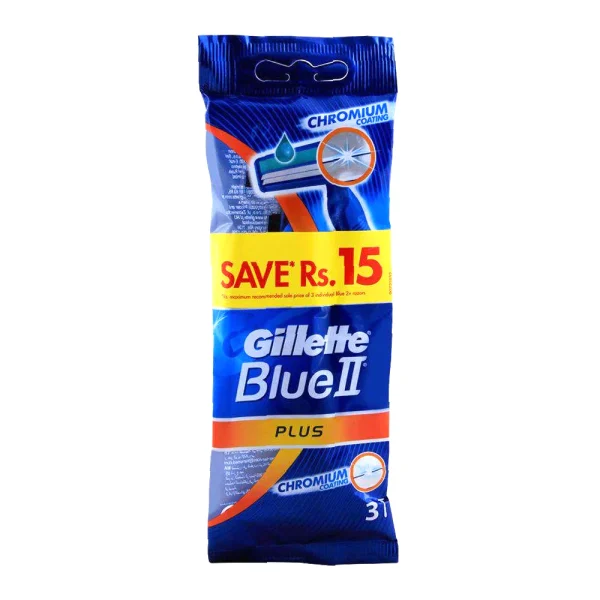 GILLETTE BLUE II RAZOR 3PC 2 BLADE