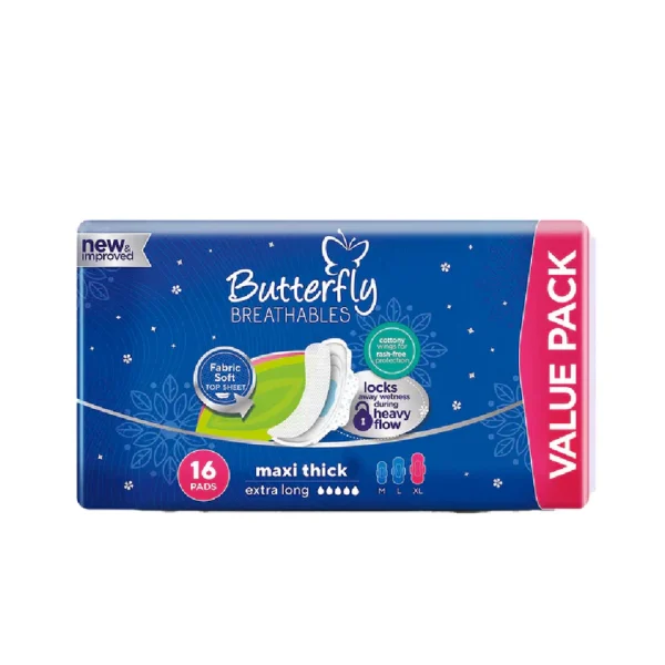 BUTTERFLY SANITARY NAPKINS MAXI THICK EXTRA LARGE 16 PCS