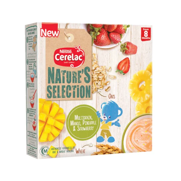 NESTLE CERELAC NATURES SELECTION MANGO PINEAPPLE & STRAWBERRY 175 GM