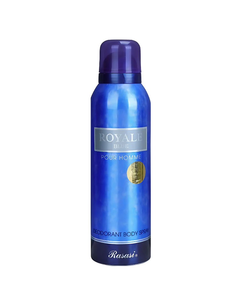Untitleddesign-2024-07-13T160037.613 RASASI ROYAL BLUE DEODORANT BODY SPRAY 200ML - Image 1