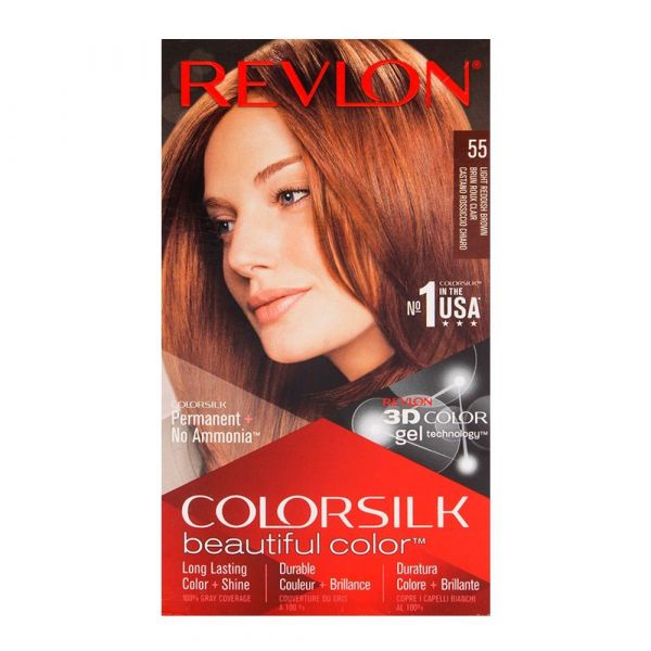 colorsilk_hair_color_55 REVLON HAIR COLOR SILK LIGHT REDDISH BROWN 55 - Image 1