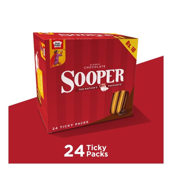 PEEK FREANS SOOPER CHOCOLATE CLASSIC BISCUIT TP 12.6 GM 24 TICKY PCKS BOX