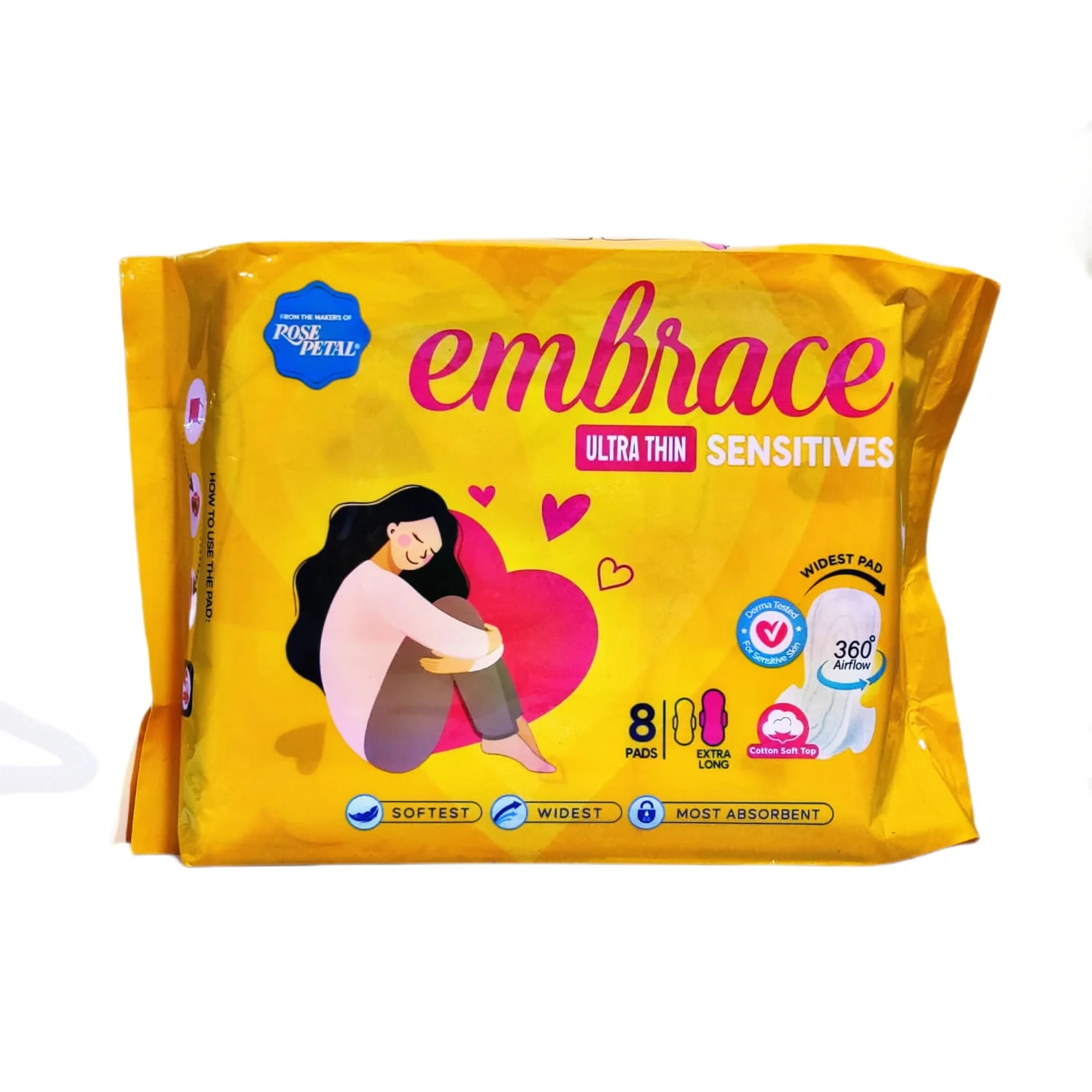 embrace-ultra-thin-sensitives-extra-long-8-pads-277361 ROSE PETAL EMBRACE ULTRA THIN LONG 8 PADS - Image 1