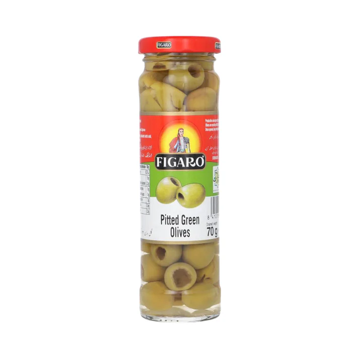 fig pitt 142 FIGARO PITTED GREEN OLIVES 142GM - Image 1