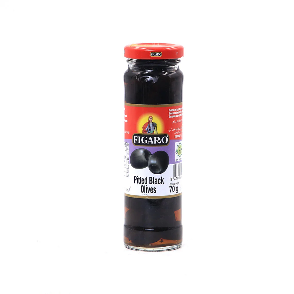 pitt black 1421 FIGARO PITTED BLACK OLIVES 142GM - Image 1