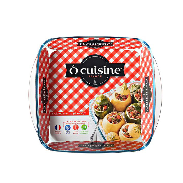 49043-Square-Deep-Roaster25x22x7cm-2.5L-in-packaging O CUSIINE FRANCE GLASS SMALL DISH - Image 1