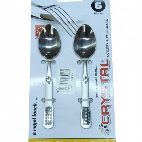 CRYSTAL TEA SPOON SMALL CUTLERY TABLEWARE 6PCS