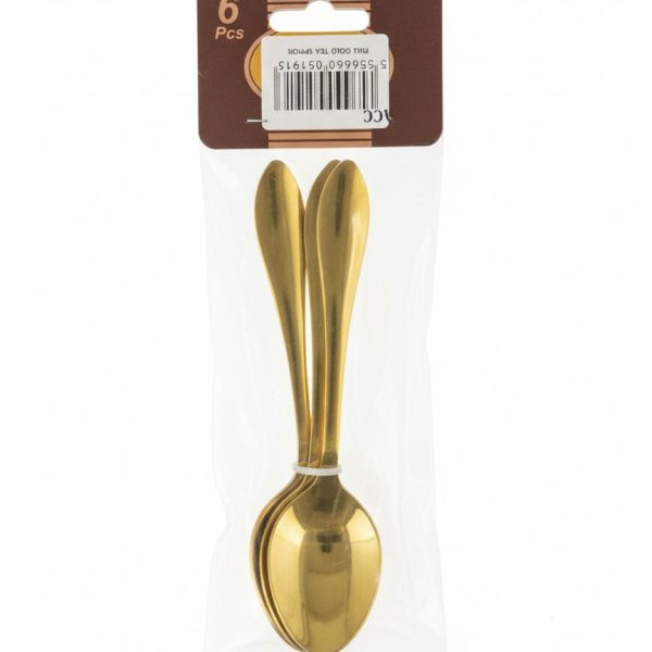 CRYSTAL TEA GOLD SPOON  6Pcs