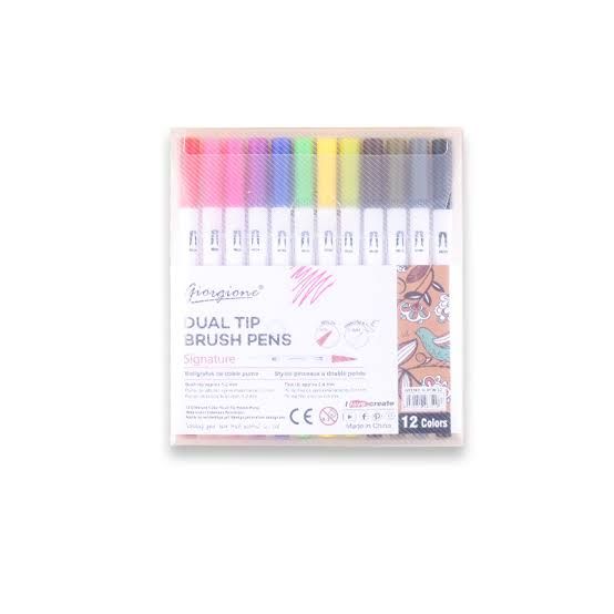S85b96be96eb14fbb8e395de74b0fae6bt GIORGIONE DUAL ART BRUSH PENS 12 COLOR - Image 1