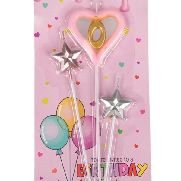 COLORFUL PINK HEART BITHDAY CANDLE
