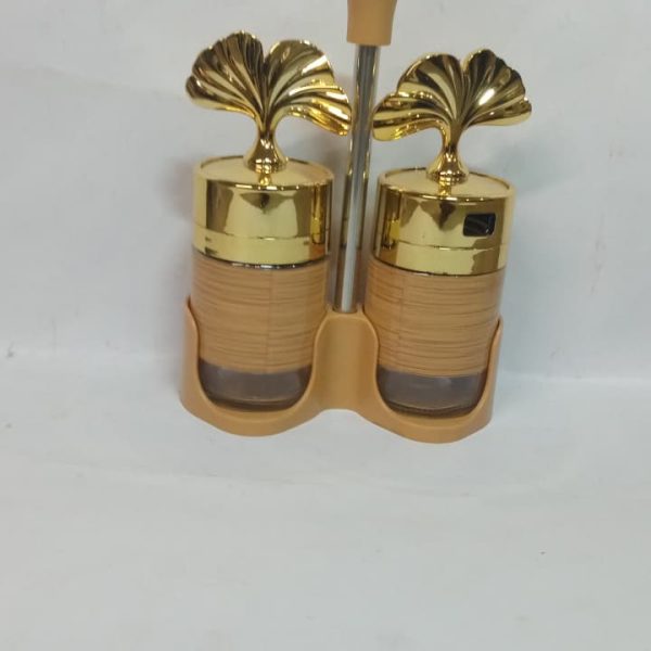 WOOD  GOLD COLOR SALT PEPPER 2PC SET
