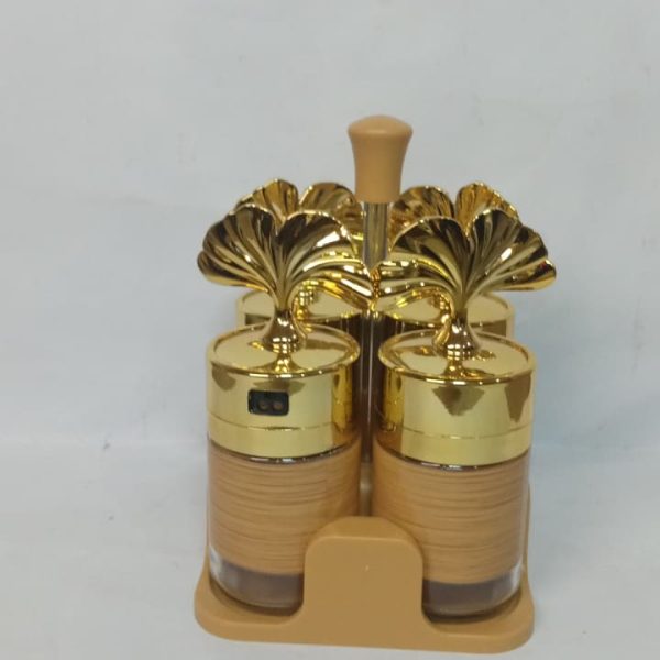 WOOD  GOLD COLOR SALT PEPPER 4PC SET