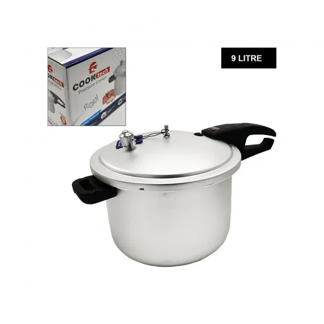 image (2) COOK TECH PRESSURE COOKER WOK 9 LTR - Image 1